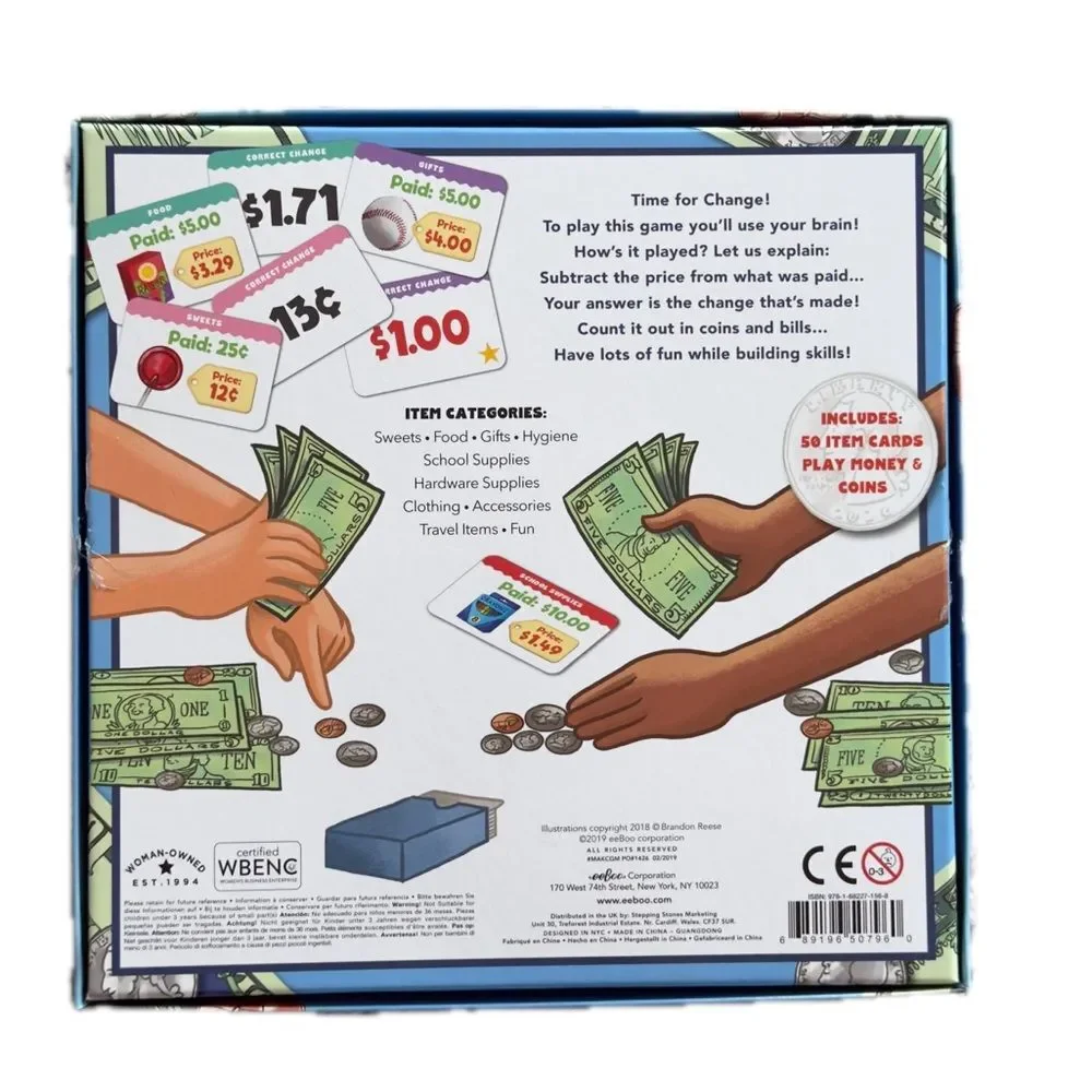 eeBoo Making Change Kids Children’s Game. Screen Free Learning. Gift.